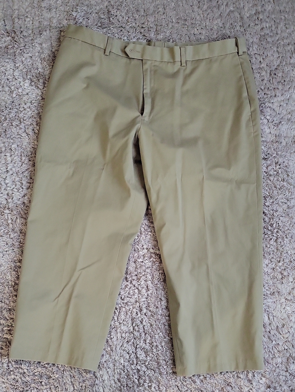 Perry Ellis Men's Flat-Front Chinos in Light Olive